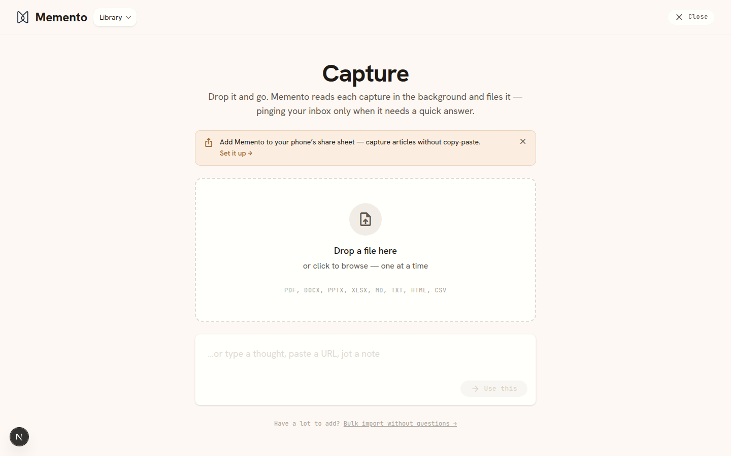 The capture page