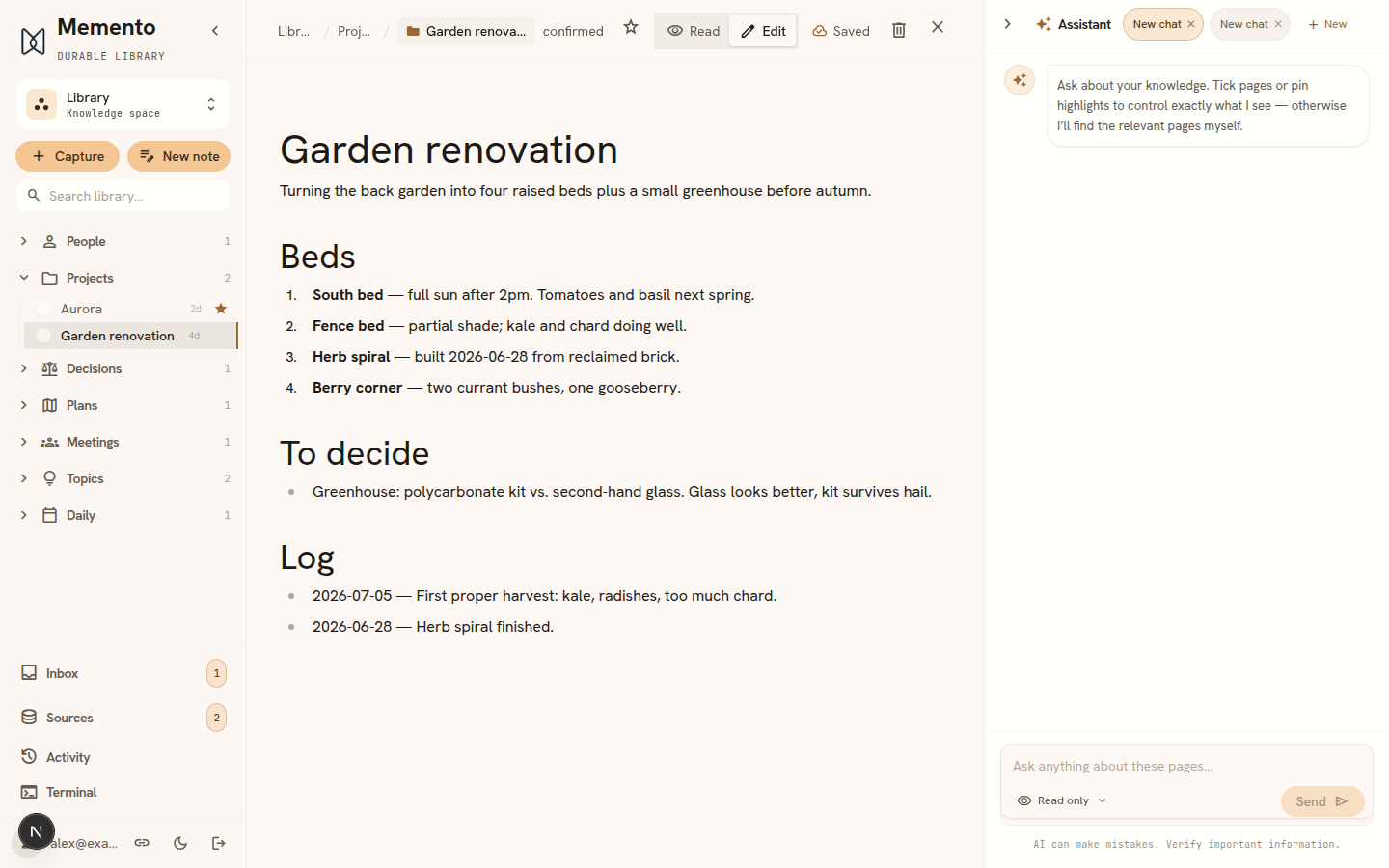 Editing a page with autosave